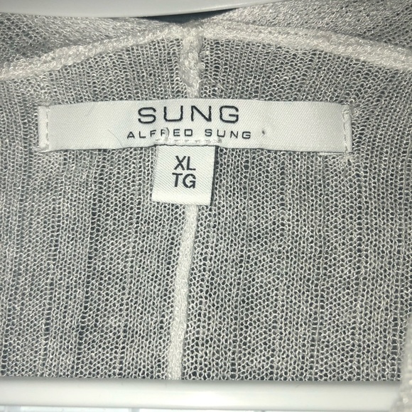 ALFRED SUNG Sheer white Cardigan- swimsuit cover - XL- summer coverup- - Picture 2 of 7